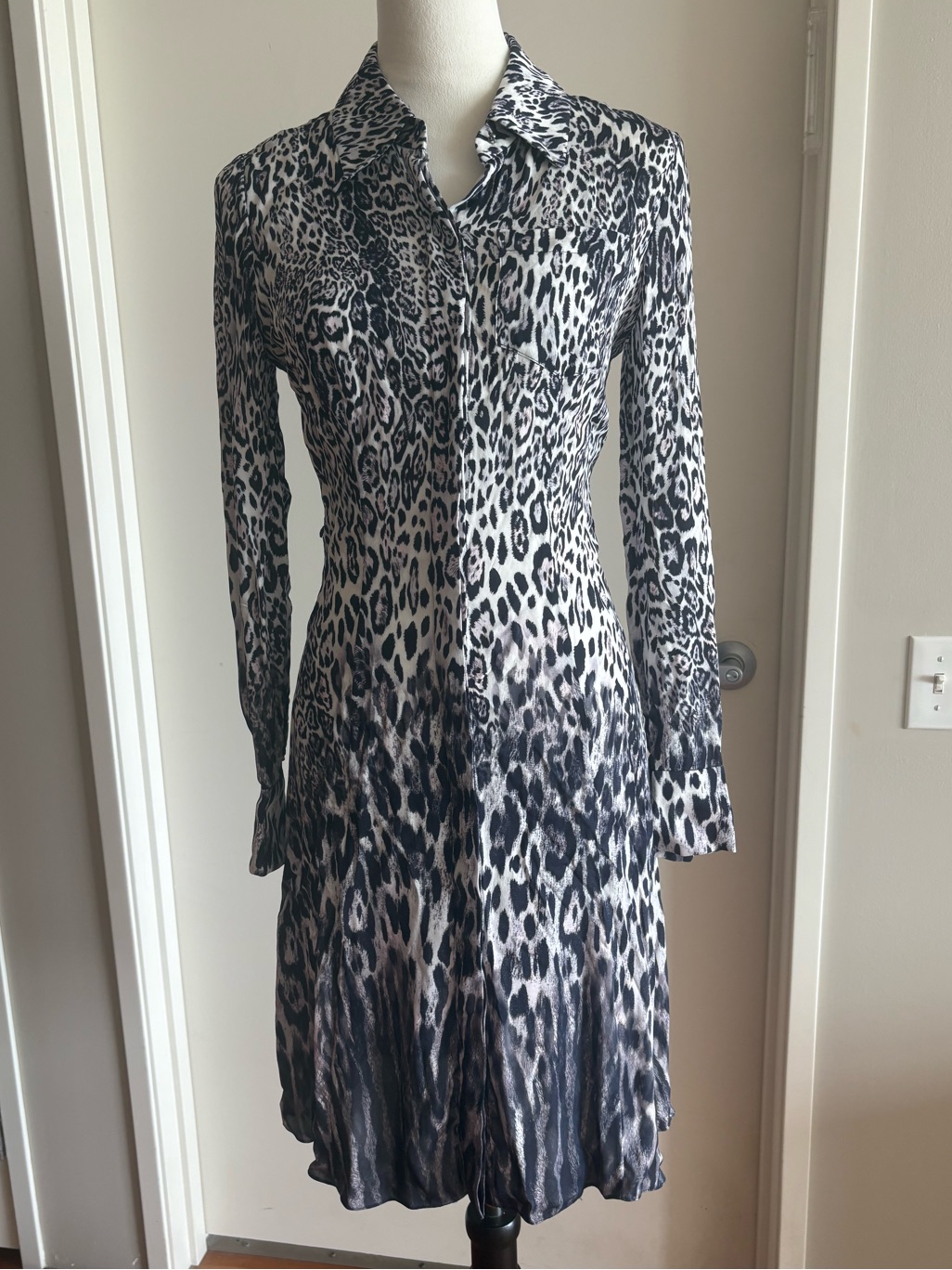 Elie Tahari Aisha Quartz Multi Leopard Print Shirt Dress Size 0 Nwt